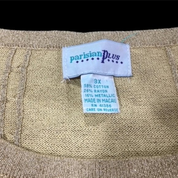 Parisian Plus Pullover Top Gold with Metallic Glitter Size 3X - Picture 2 of 7